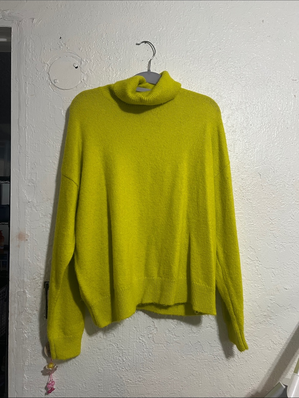 Relaxed Fit Cowl Neck Sweater in Lime